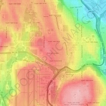 Mappa topografica Riverton Heights, altitudine, rilievo