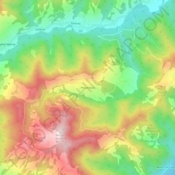 Mappa topografica Porcentico, altitudine, rilievo