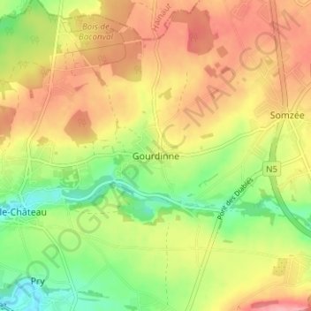 Mappa topografica Gourdinne, altitudine, rilievo