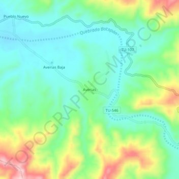 Mappa topografica Averias, altitudine, rilievo
