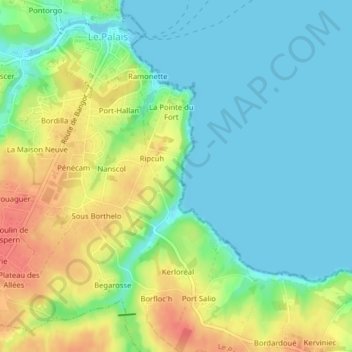 Mappa topografica Stang Eun Datte, altitudine, rilievo