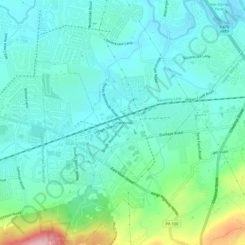 Mappa topografica Centreville, altitudine, rilievo