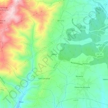 Mappa topografica Algaça, altitudine, rilievo