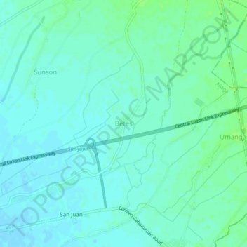 Mappa topografica Betes, altitudine, rilievo