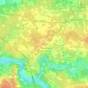 Mappa topografica La Brouardière, altitudine, rilievo