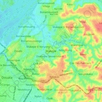 Mappa topografica Makepe, altitudine, rilievo