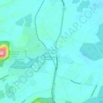 Mappa topografica Glass House Mountains, altitudine, rilievo