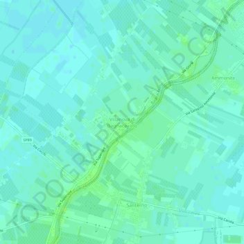 Mappa topografica Villanova di Bagnacavallo, altitudine, rilievo