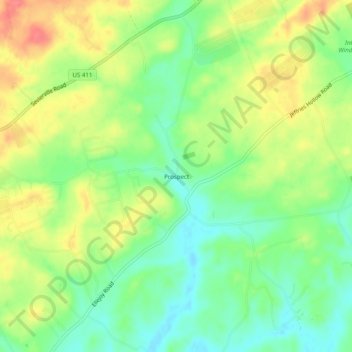 Mappa topografica Prospect, altitudine, rilievo