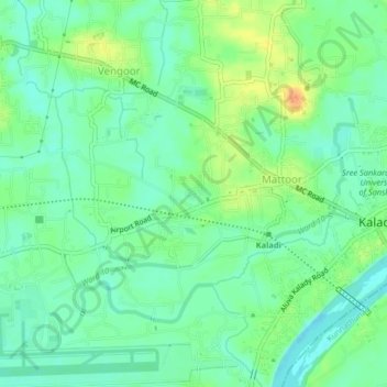 Mappa topografica villa, altitudine, rilievo