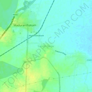 Mappa topografica Gandhi Nagar, altitudine, rilievo