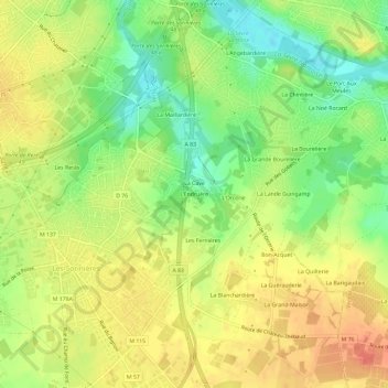 Mappa topografica L'Endruère, altitudine, rilievo