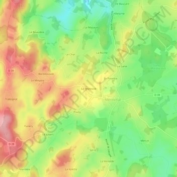 Mappa topografica La Peyrouse, altitudine, rilievo