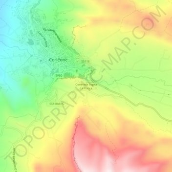 Mappa topografica Contrada Sopra La Rocca, altitudine, rilievo