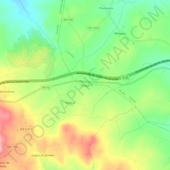 Mappa topografica Granja, altitudine, rilievo