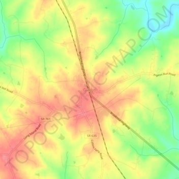 Mappa topografica Gladys, altitudine, rilievo