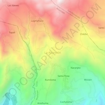 Mappa topografica La Asunción, altitudine, rilievo