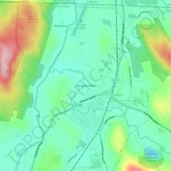 Mappa topografica Wangum Village, altitudine, rilievo