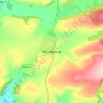 Mappa topografica Rhydargaeau, altitudine, rilievo
