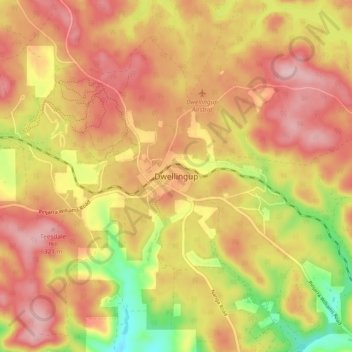 Mappa topografica Dwellingup, altitudine, rilievo