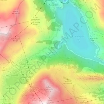 Mappa topografica Les Combes, altitudine, rilievo