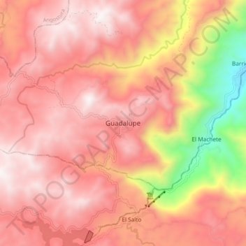 Mappa topografica Guadalupe, altitudine, rilievo