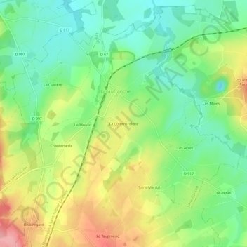 Mappa topografica La Commanderie, altitudine, rilievo