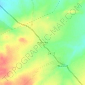 Mappa topografica Malambali, altitudine, rilievo
