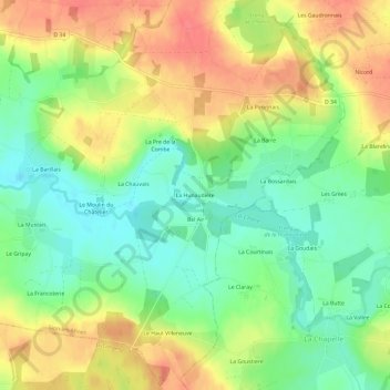 Mappa topografica La Hunaudière, altitudine, rilievo