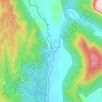 Mappa topografica Anandnagar, altitudine, rilievo