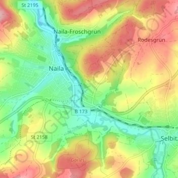 Mappa topografica Linden, altitudine, rilievo