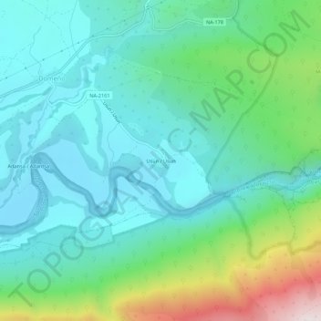 Mappa topografica Usún / Usun, altitudine, rilievo