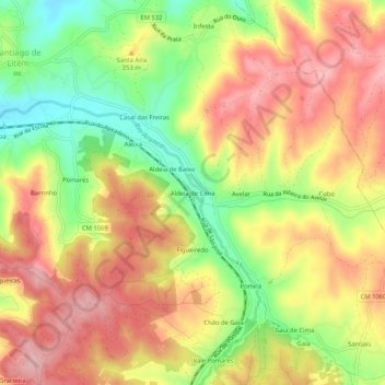 Mappa topografica Aldeia de Cima, altitudine, rilievo