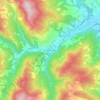 Mappa topografica Prato di Strada, altitudine, rilievo
