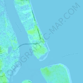 Mappa topografica Vilano Beach, altitudine, rilievo