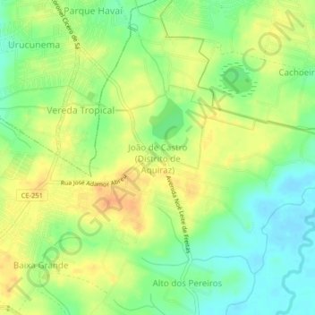 Mappa topografica João de Castro (Distrito de Aquiraz), altitudine, rilievo