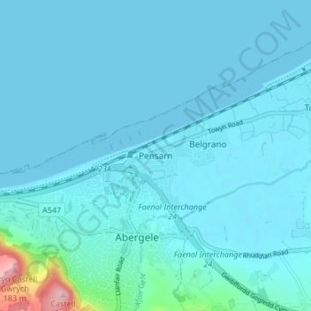 Mappa topografica Pensarn, altitudine, rilievo