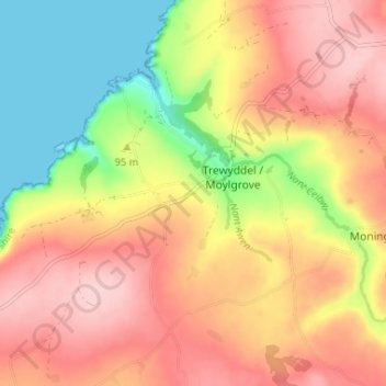 Mappa topografica Tre-boeth, altitudine, rilievo