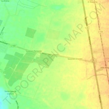 Mappa topografica Guiones, altitudine, rilievo