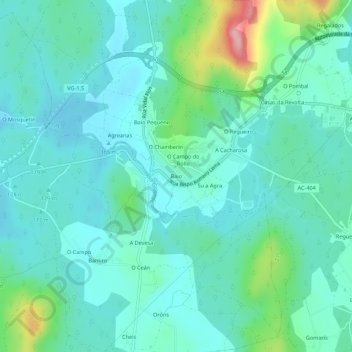 Mappa topografica Baio, altitudine, rilievo