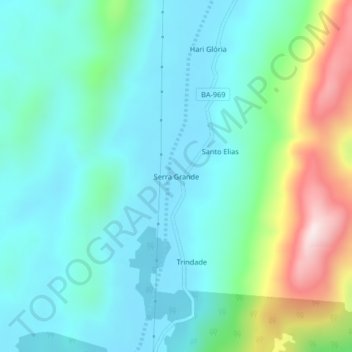 Mappa topografica Serra Grande, altitudine, rilievo