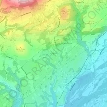 Mappa topografica Dorgnan, altitudine, rilievo