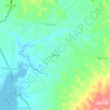 Mappa topografica Batad, altitudine, rilievo
