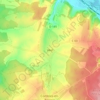 Mappa topografica Véel, altitudine, rilievo