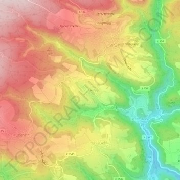 Mappa topografica Rüßwihl, altitudine, rilievo