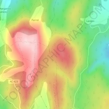 Mappa topografica Monte Martín, altitudine, rilievo