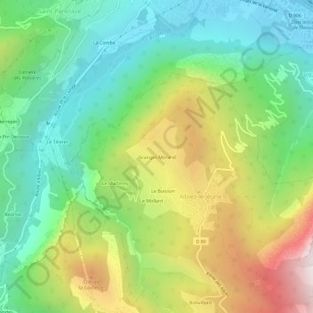 Mappa topografica Granges Morand, altitudine, rilievo