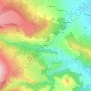 Mappa topografica Pouzeix, altitudine, rilievo