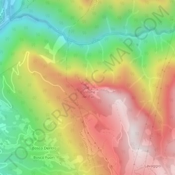 Mappa topografica Culmine del Pai, altitudine, rilievo
