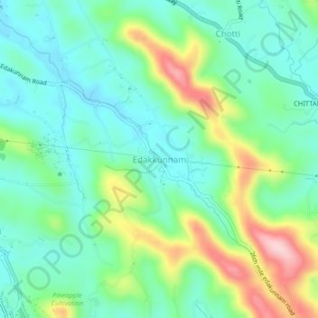 Mappa topografica Edakkunnam, altitudine, rilievo
